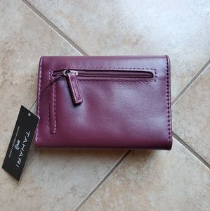 Tahari - Maroon Mirror Flap Indexer TriFold Wallet